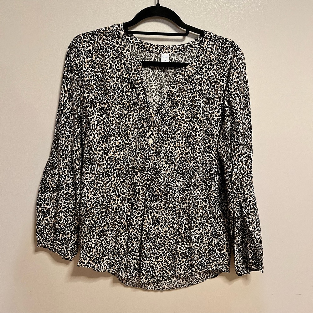 Cheetah Print Long Sleeve Blouse - Size Medium